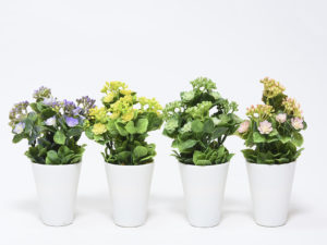 MACETA FLOR BOLITAS CRUDO Ø7X23CM