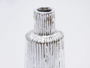 JARRON RAYADO BLANCO/PLATA Ø10X25CM