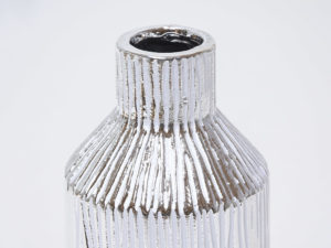 JARRON RAYADO BLANCO/PLATA Ø10X25CM