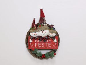 ADORNO PUERTA MUÑECO NIEVE ROJO Ø35CM