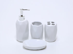 WHOLE HOUSEWARES – Juego de accesorios de baño, 4 piezas de cristal  mosaico, accesorios de baño completos con dispensador de jabón loción,  tarro de – Yaxa Store