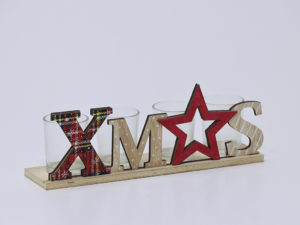 PORTAVELAS XMAS ROJO 30X7X11CM