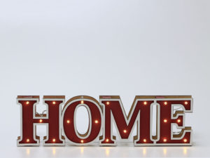 LETRA MADERA HOME ROJA LUZ 42X5X11CM