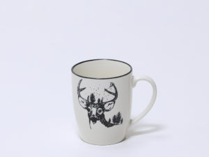 MUG CABEZA CIERVO BLANCO NEGRO