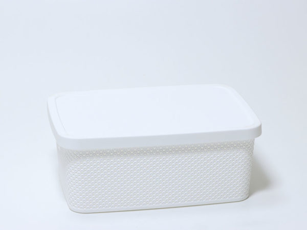 CESTO PLASTICO BLANCO CON TAPA 13L