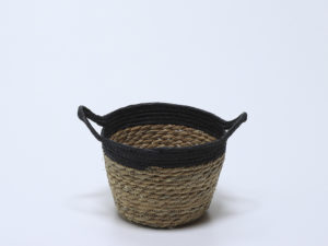 CESTO REDONDO ALTO NEGRO CON ASAS 21x14