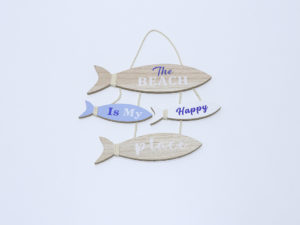 COLGANTE PECES MADERA 31.5X38 NATURAL