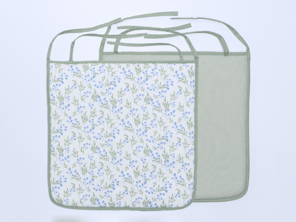 COJIN SILLA FLORES AZUL VERDE REVERSIBLE
