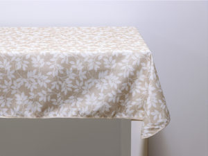 MANTEL ANTIMANCHAS LEAVES BEIGE 140X240