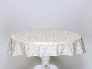 MANTEL ANTIMANCHAS LEAVES BEIGE 160 REDONDO
