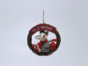 ADORNO PUERTA RATON NAVIDEÑO 33CM