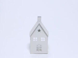 CASA METAL PARA VELA 18CM BLANCA