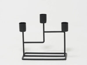 CANDELABRO 3 VELAS NEGRO 15X8X15CM