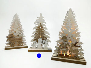 FIG MADERA ARBOL/MUÑECO NIEVE C/LED 19CM