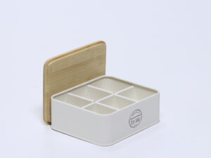 CAJA 6 HUECOS TE TAPA BAMBU CREMA