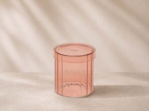 BOTE CRISTAL CON TAPA CORAL