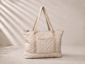 BOLSO VICHY BEIGE CON CREMALLERA XXL