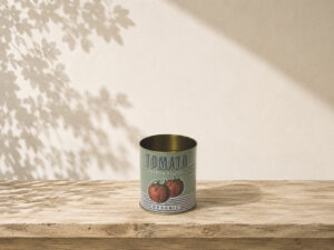 BOTE SIN TAPA LATA DECORADO TOMATE 10X12