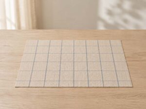 INDIVIDUAL PVC BEIGE CUADRO GRIS