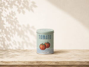 LATA DECORADA REDONDA TOMATE 10X14