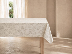 MANTEL CARACOLAS 145X250CM CRUDO/TOPO
