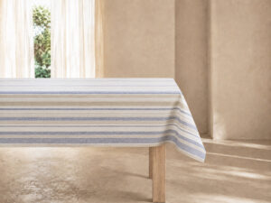 MANTEL RAYAS 145X250CM AZUL/BEIGE
