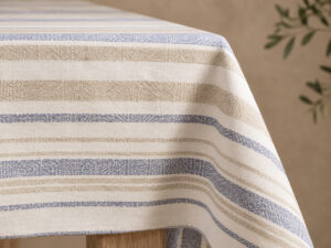 MANTEL RAYAS 145X250CM AZUL/BEIGE