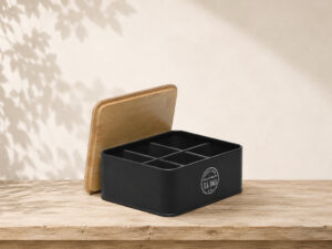 CAJA 6 HUECOS TE TAPA BAMBU NEGRO