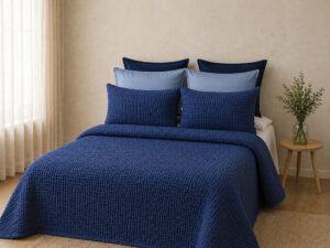 FUNDA COJIN WAFFLE MARINO 50X70