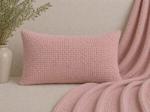 FUNDA COJIN WAFFLE ROSA 50X70