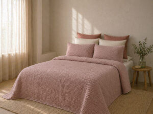 FUNDA COJIN WAFFLE ROSA 50X70