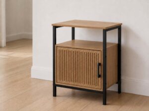 MESILLA METAL NEGRO MDF SHELFS 43X33X55 ALTO