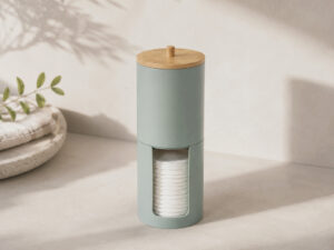 BOTE PLASTICO DOBLE TAPA BAMBU MENTA