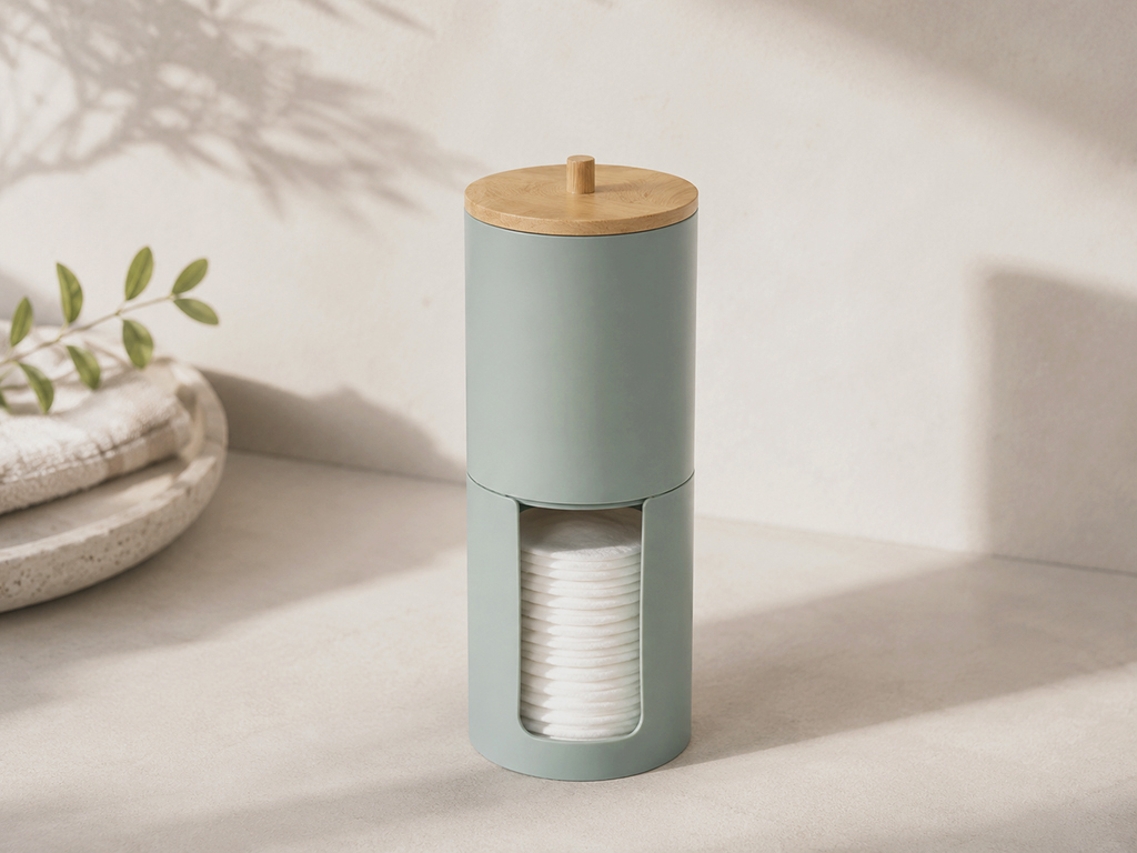 BOTE PLASTICO DOBLE TAPA BAMBU MENTA