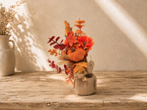 BOUQUET GIRASOL CON HOJAS OTOÑO 15X11X30