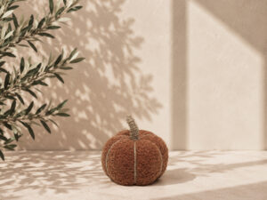CALABAZA DECORATIVA 13CM TEJA