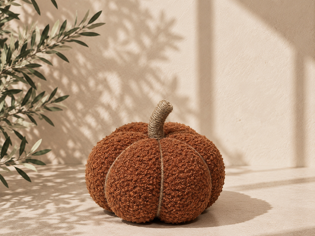 CALABAZA DECORATIVA 17CM TEJA