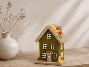 CASA FIELTRO CON LED 14CM ALTO VERDE