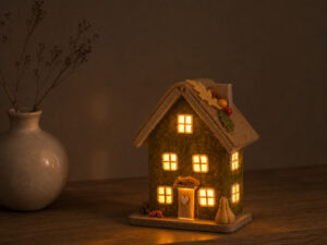 CASA FIELTRO CON LED 14CM ALTO VERDE