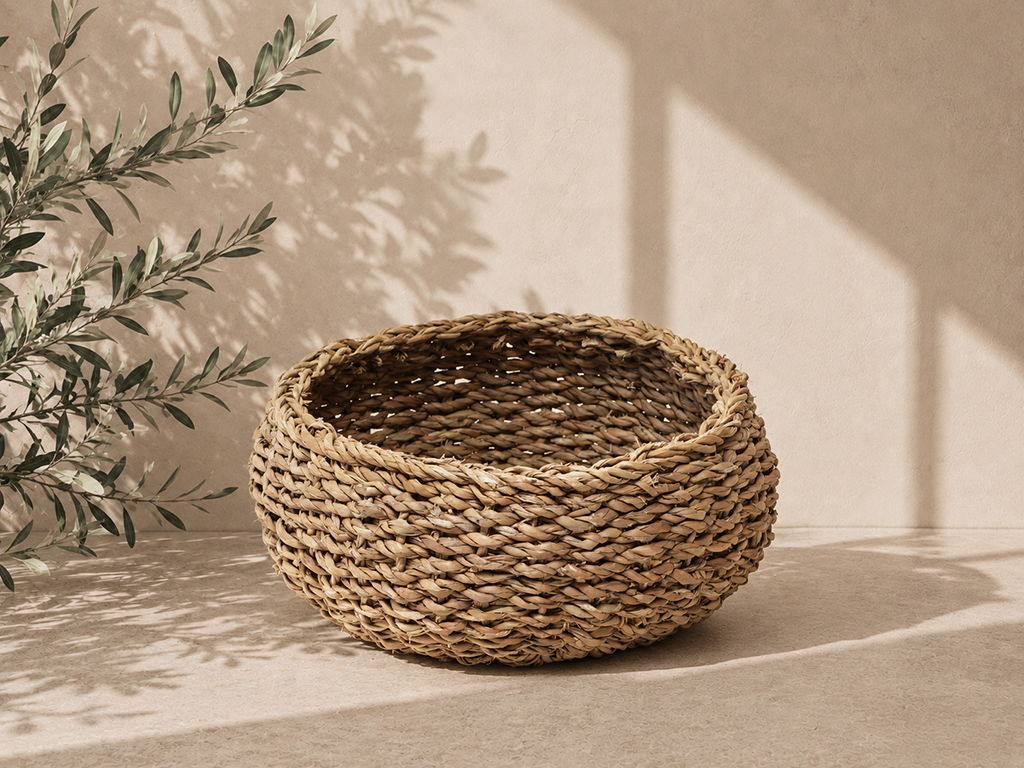 CESTO ESPARTO ABOMBADO GRANDE Ø26X14XØ26CM