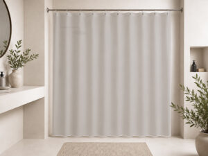 CORTINA BAÑO BEIGE 180X180