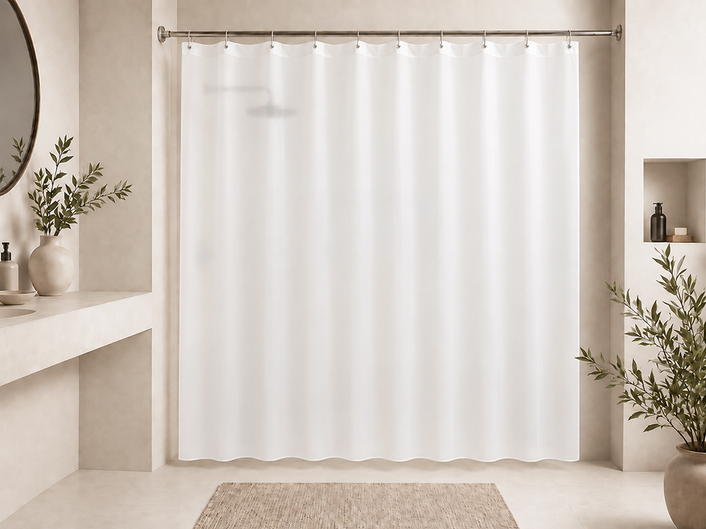 CORTINA BAÑO BLANCO 180X180