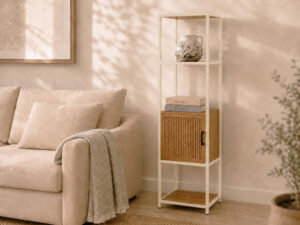 ESTANTERIA METAL CREMA MDF 43X33X153ALTO SHELFS