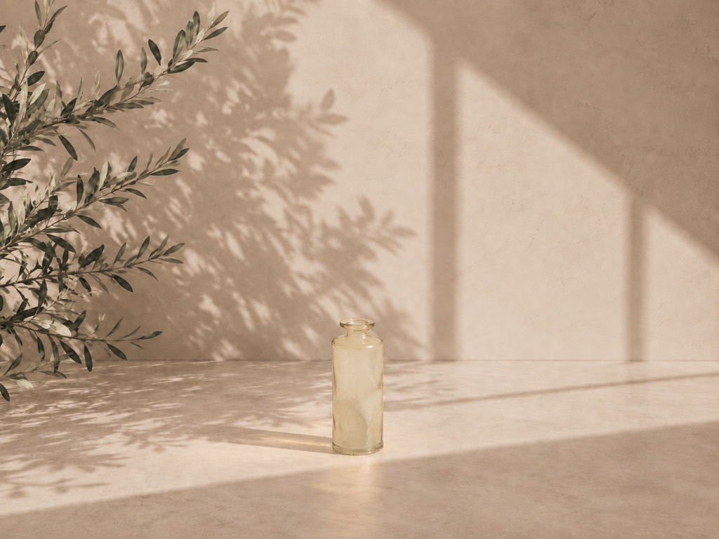 FLORERO BOTELLA CRISTAL BEIGE 5X14CM ALTO