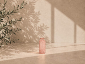 FLORERO BOTELLA CRISTAL ROSA 5X14 CM ALTO
