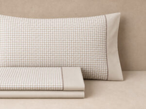 JUEGO SÁBANAS VICHY BEIGE