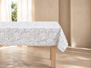 MANTEL ANTIMANCHAS LEAVES TOPO 140X240