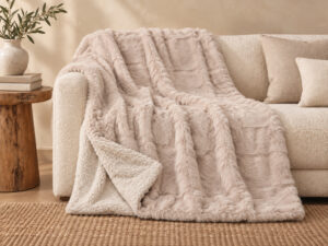 PLAID RABBIT FUR SHERPA TOPO 160X220