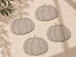 POSAVASOS CALABAZA FIELTRO SET 4 CREMA