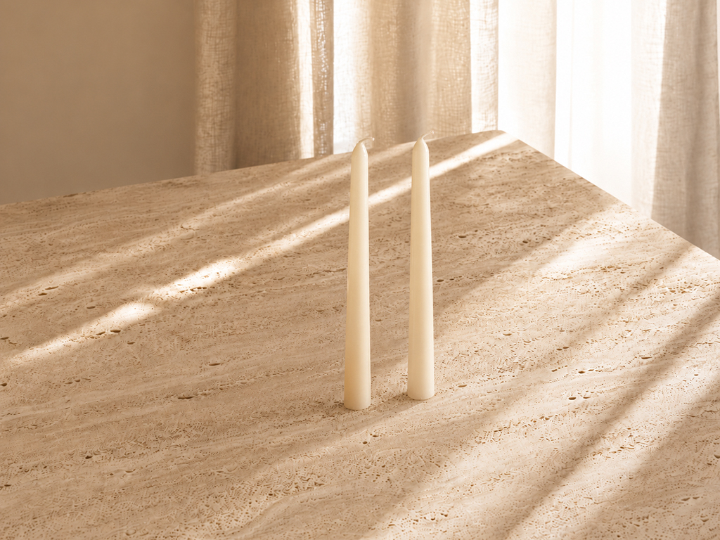 SET 2 VELAS CERA PULIDA MARFIL 25CM